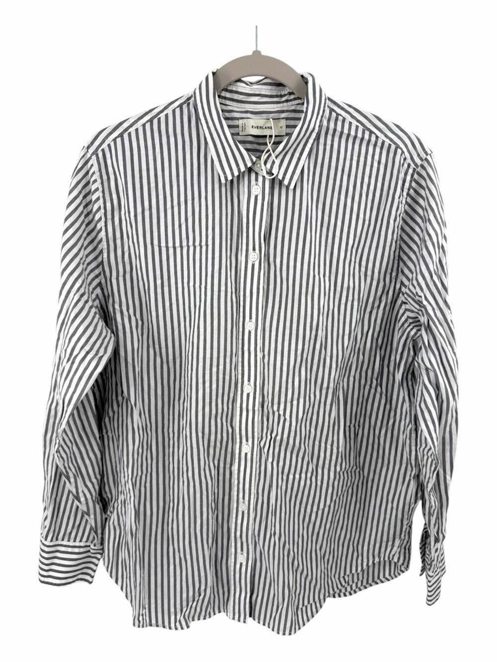 Everlane The Must Have Supima Cotton Shirt in gray stripe Size 10 NWOT